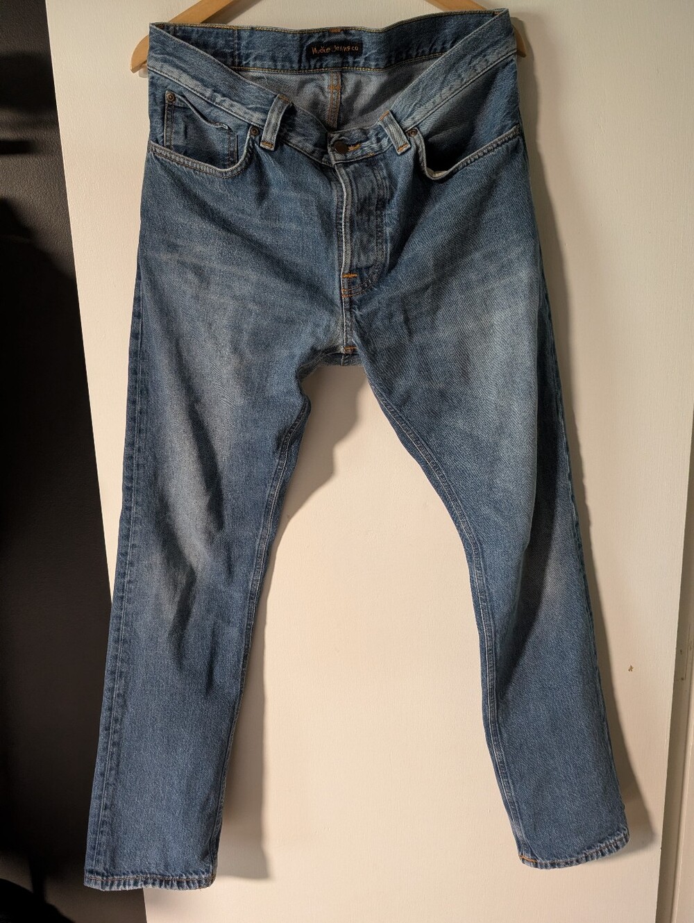 Nudie Jeans Co Mens Fearless Freddie Crispy Clear Denim Jeans Size 32 x 33